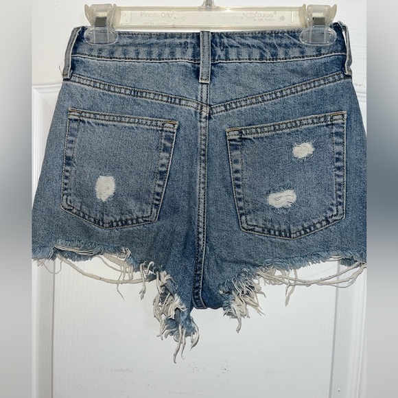 Forever21 High Rise Distressed Medium Wash Denim Shorts — 24 - Picture 6 of 6